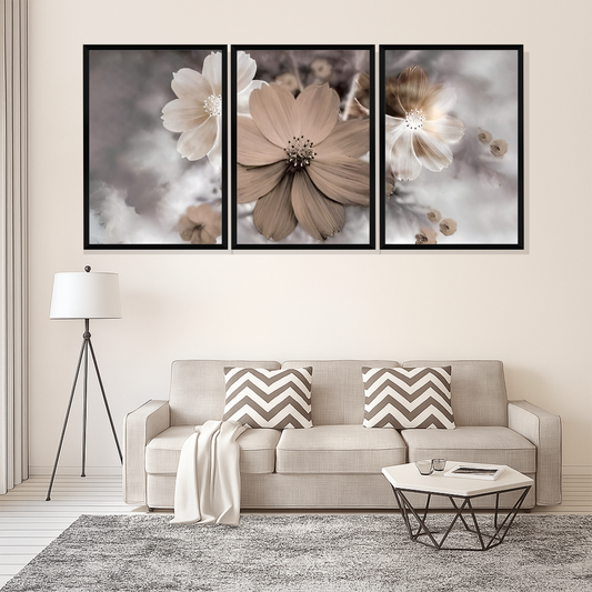 Set of 3 soft petal harmony wall frames for elegant home decor