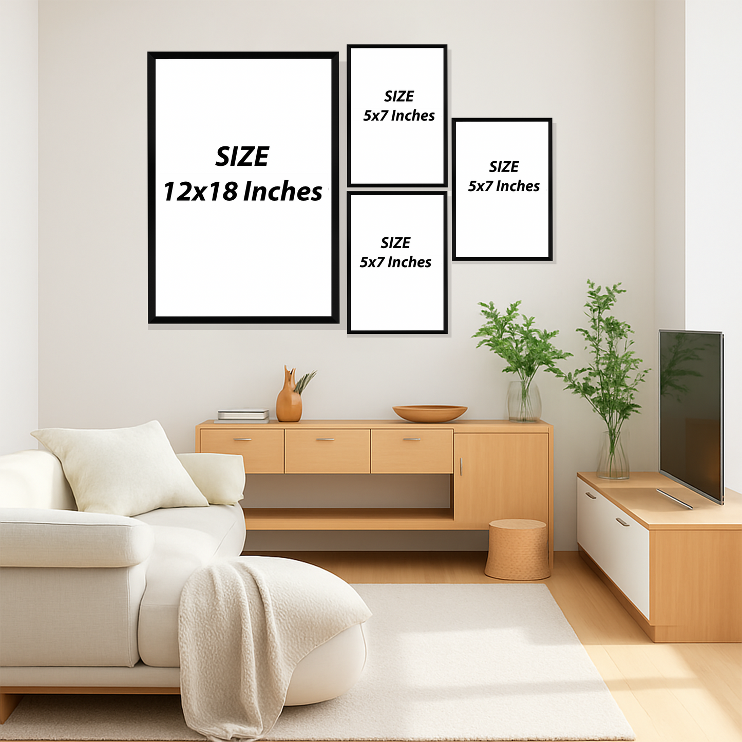 Set of 4 earthy botanical wall frames for modern home decor