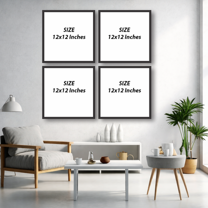 Set of 4 minimal nordic harmony wall frames for modern home decor