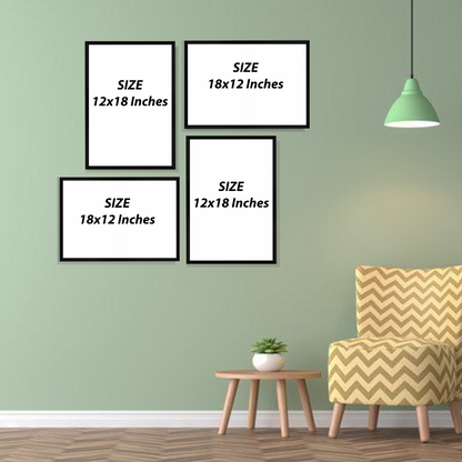 Set of 4 modern home botanicals wall frames for stylish home decor