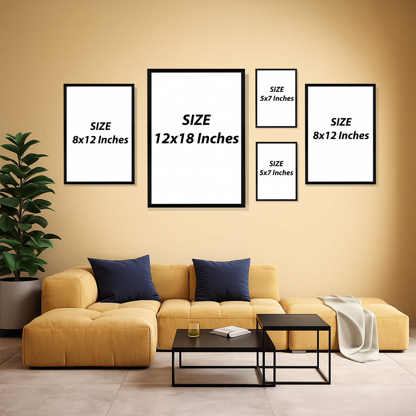 Set of 5 mediterranean color stories wall frames for home decor