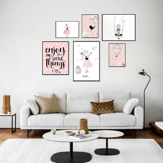 Set of 6 little joy moments wall frames for cheerful home decor