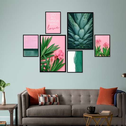 Set of 6 love in bloom wall frames for romantic home decor