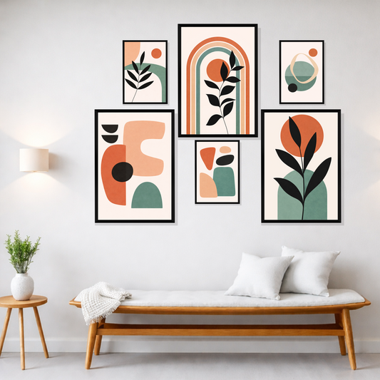 Set of 6 modern botanical gallery wall frames for stylish home decor