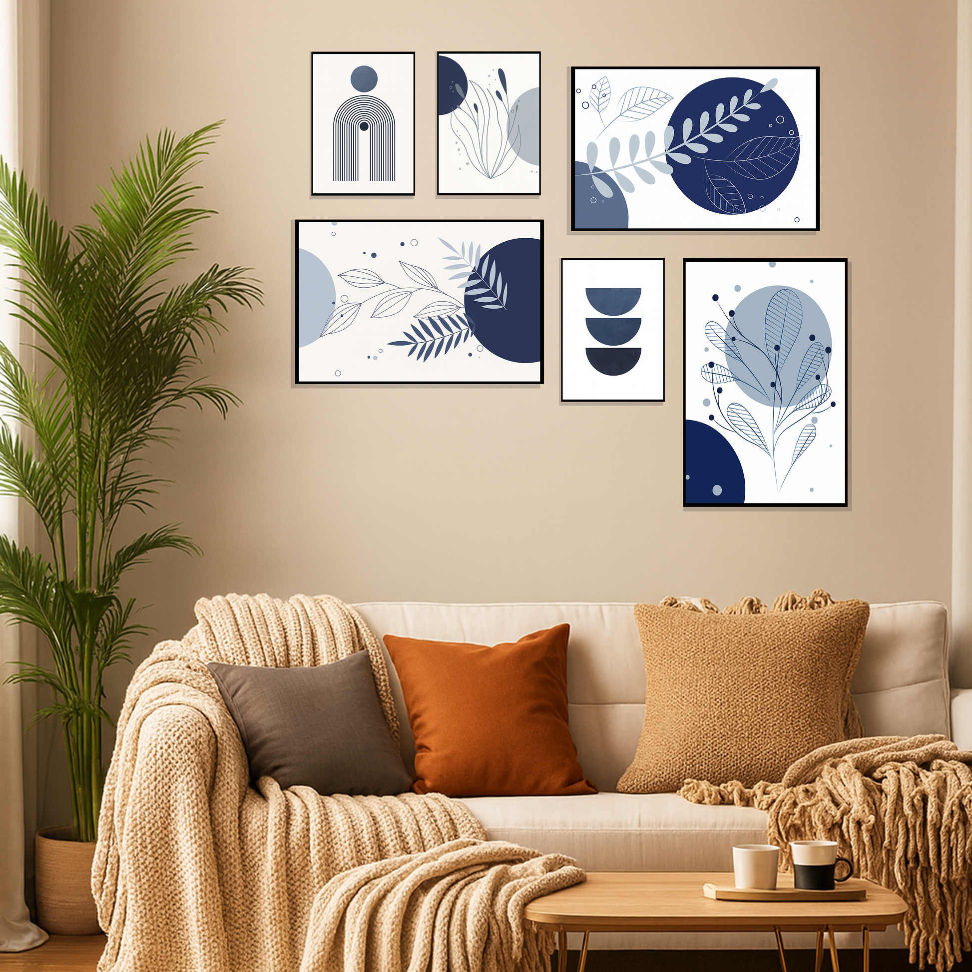 Set of 6 - Modern Botanical Harmony Wall Frames