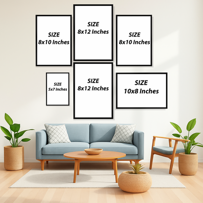 Set of 6 modern earth muse wall frames for contemporary home decor