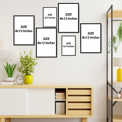 Set of 6 vibrant botanical gallery wall frames for modern home decor