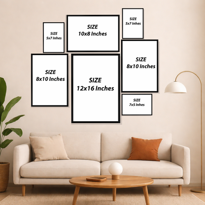 Set of 7 green Islamic gallery wall frames for spiritual home decor