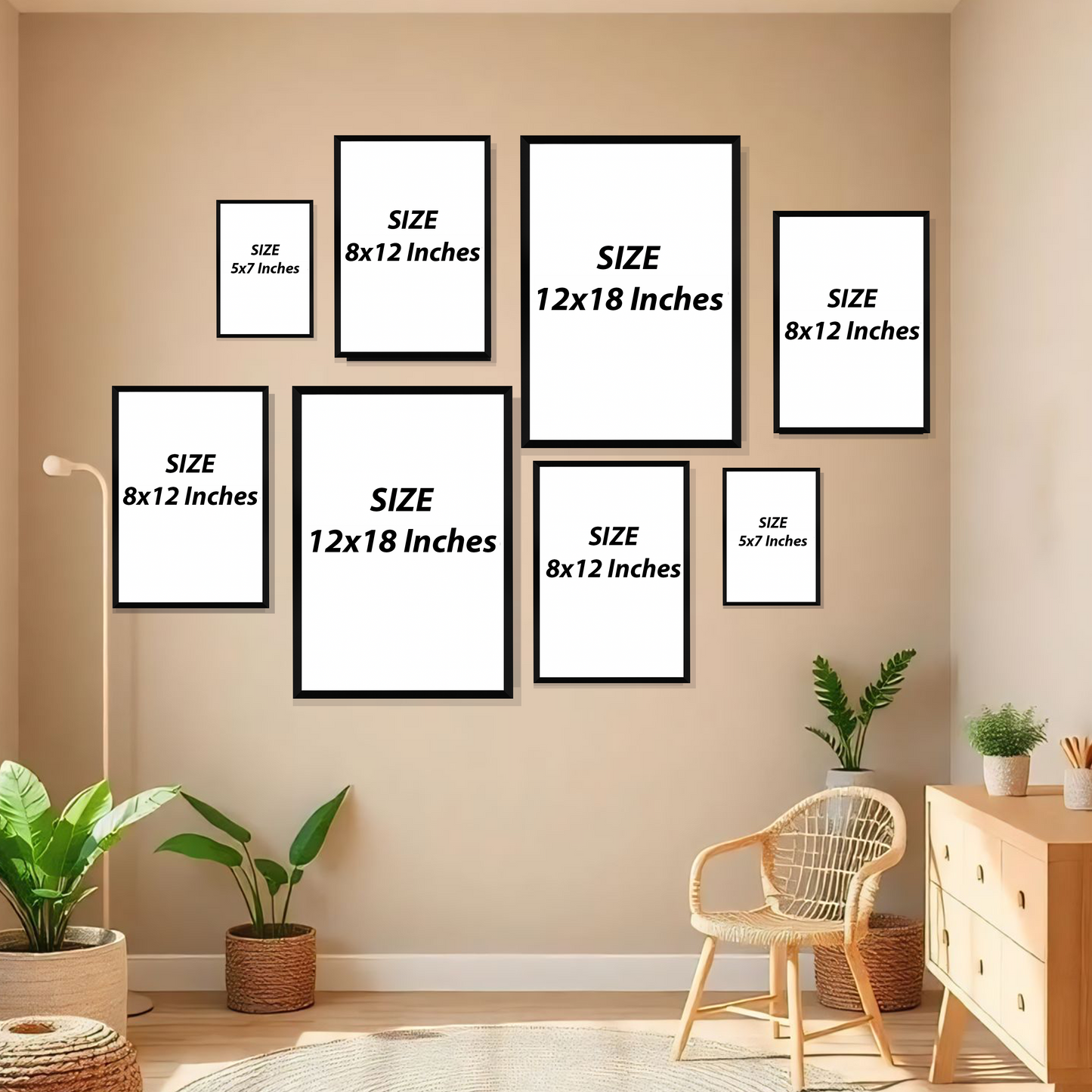 Set of 8 modern botanical gallery wall frames for home decor