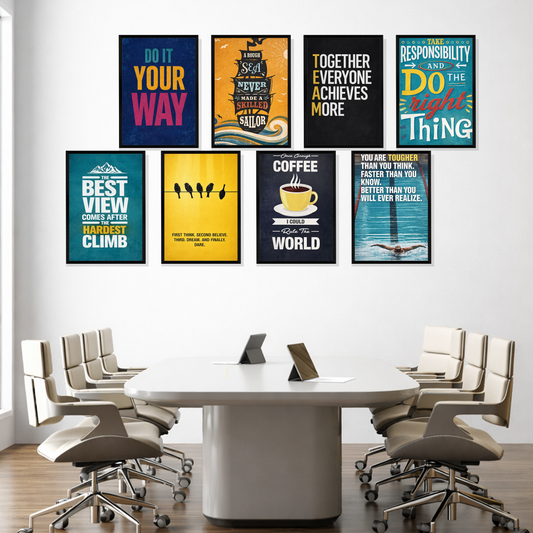 Set of 8 motivation wall collection wall frames for office decor