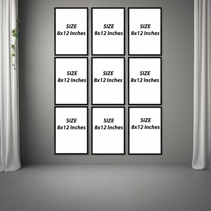 Set of 9 luxury supercar gallery wall frames for modern home decor