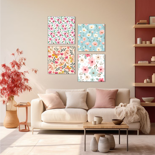 Set of 4 Frames - Pastel Floral Harmony