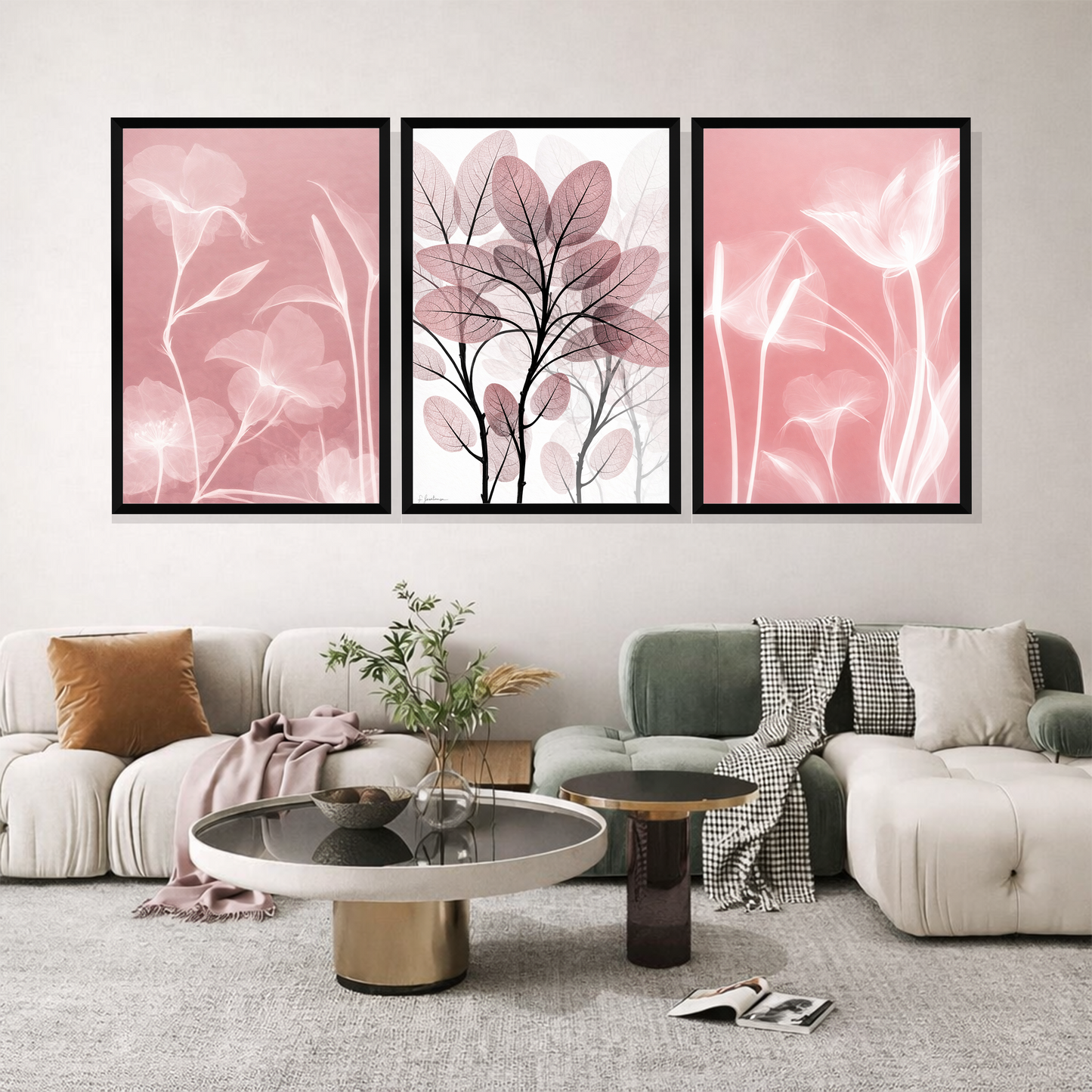 Set of 3 Frames - Blush Botanical Serenity