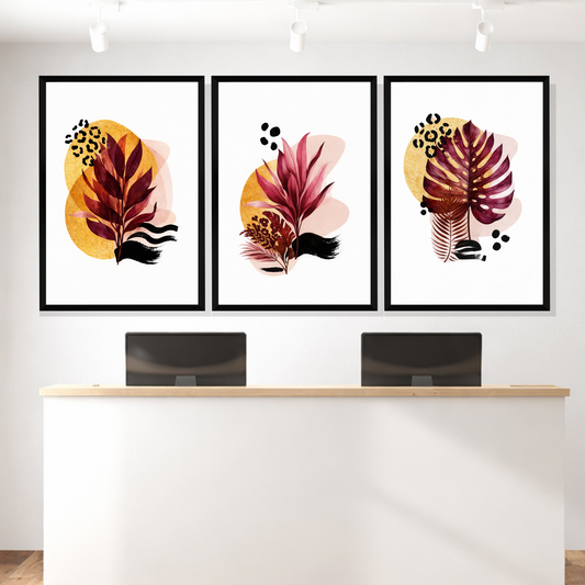 Set of 3 Frames - Abstract Tropical Elegance