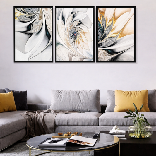 Set of 3 Frames - Golden Marble Flow