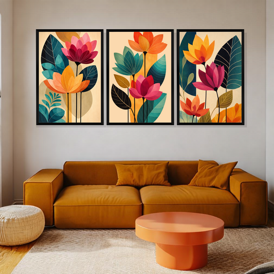 Set of 3 Frames - Vibrant Floral Harmony