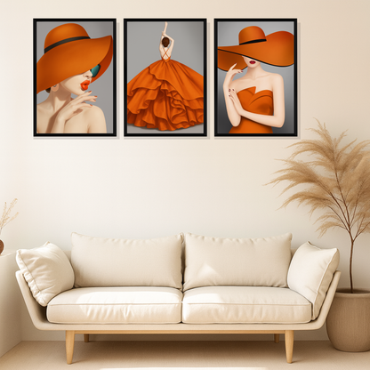 Set of 3 Frames - Elegant Orange Fashion