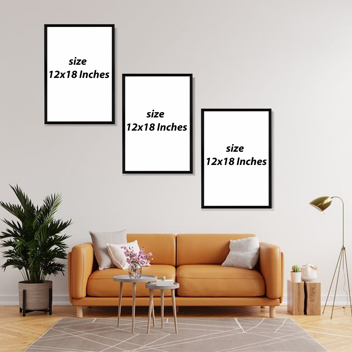 Set of 3 Frames - Golden Abstract Faces