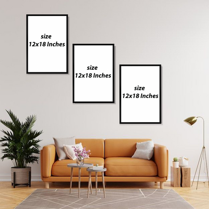 Set of 3 Frames - Golden Abstract Faces