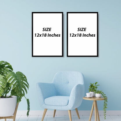 Set of 2 Frames - Golden Blue Blossoms