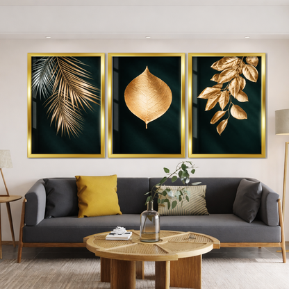 Set of 3 Frames - Golden Botanical Elegance